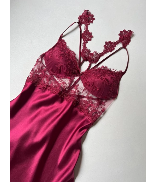 Imported™ Long Slit Silk Nighty Set (5 Pieces)
