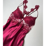 Imported™ Long Slit Silk Nighty Set (5 Pieces)
