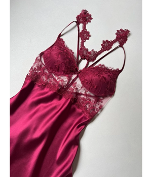 Imported™ Long Slit Silk Nighty Set (5 Pieces)