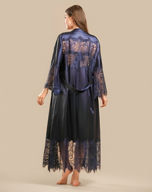 Imported™ Long Slit Silk Nighty Set (2 Pieces)